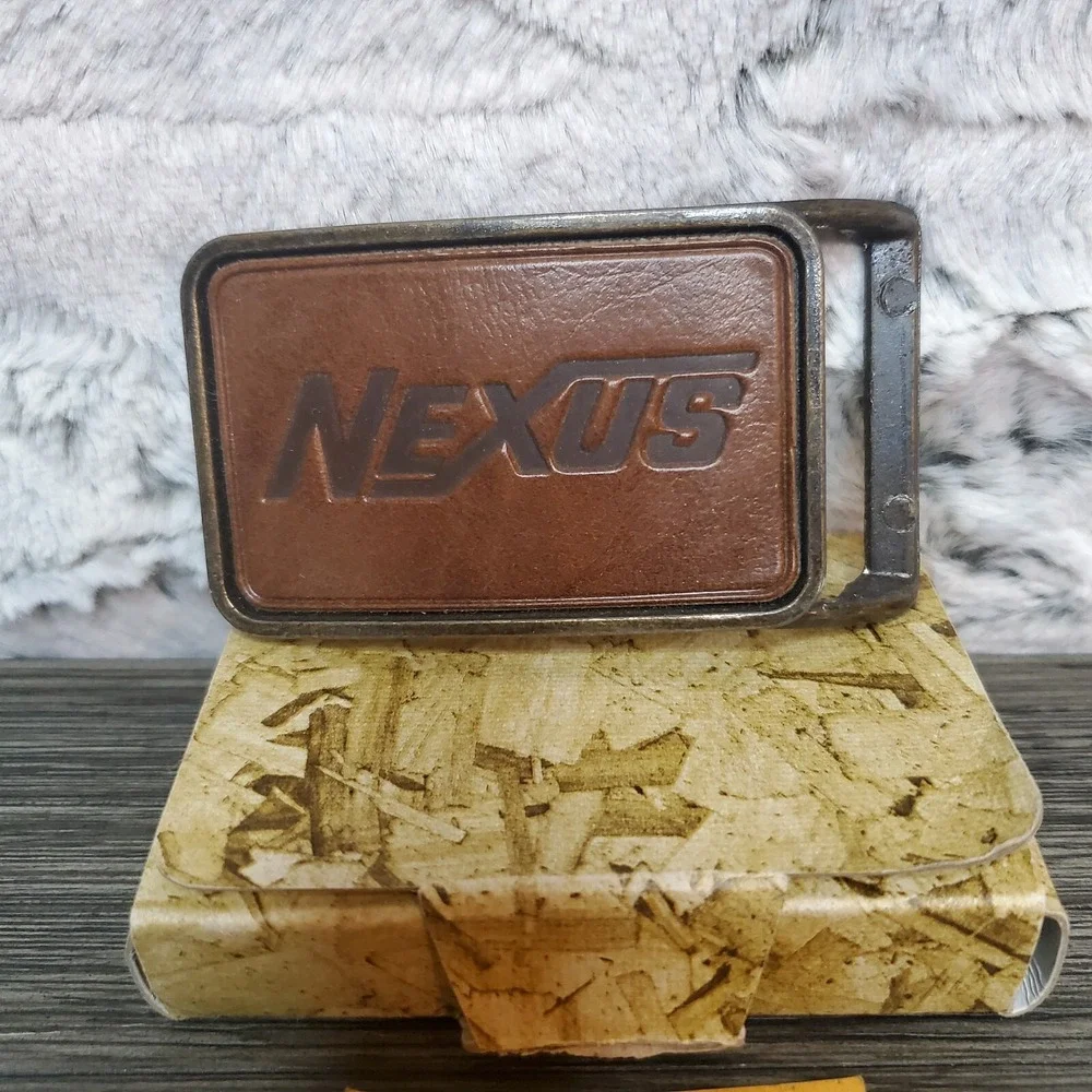 NEXUS Guardian One Piece Brown Tooled Leather Belt Buckle Custom -‎ MADE IN USA
